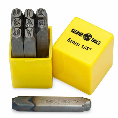 SEGOMO TOOLS 9 Piece 6mm 1/4 Inch Sizes: 0-8 Professional Number Punch Stamp Set NUMBER14